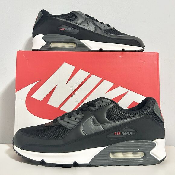 Nike Air Max 90 “Bred” Men’s Size 11.5 Black Red Cushioned Lifestyle Sneakers